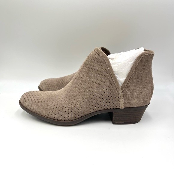 Lucky Brand Size 9.5 Taupe Brown Suede Leather Ankle Boots Booties Shooties - Picture 5 of 12